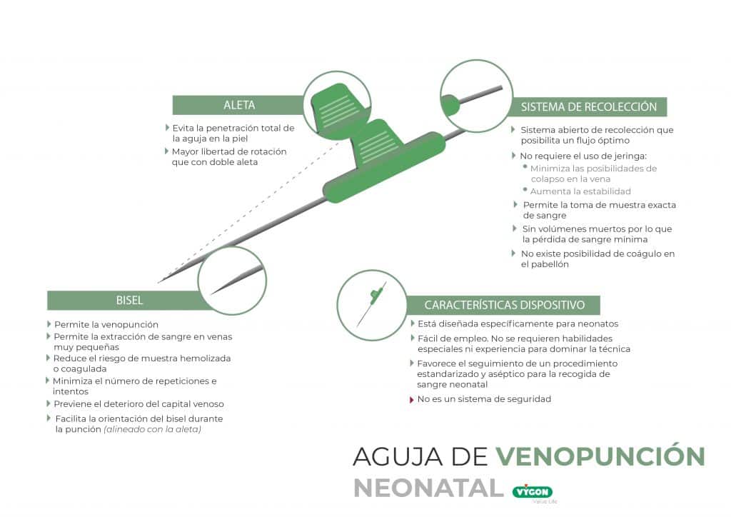 Aguja de venopunción neonatal